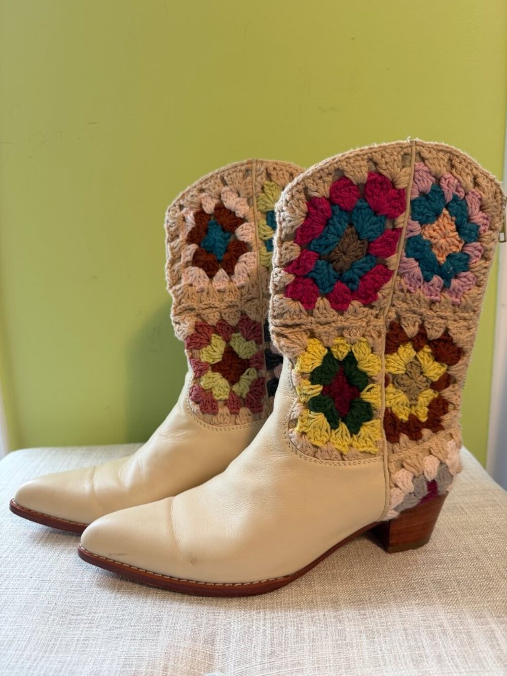 Free People x MOMO New York "Selina" Crochet Western Boots Women's EU 39/US 8.5